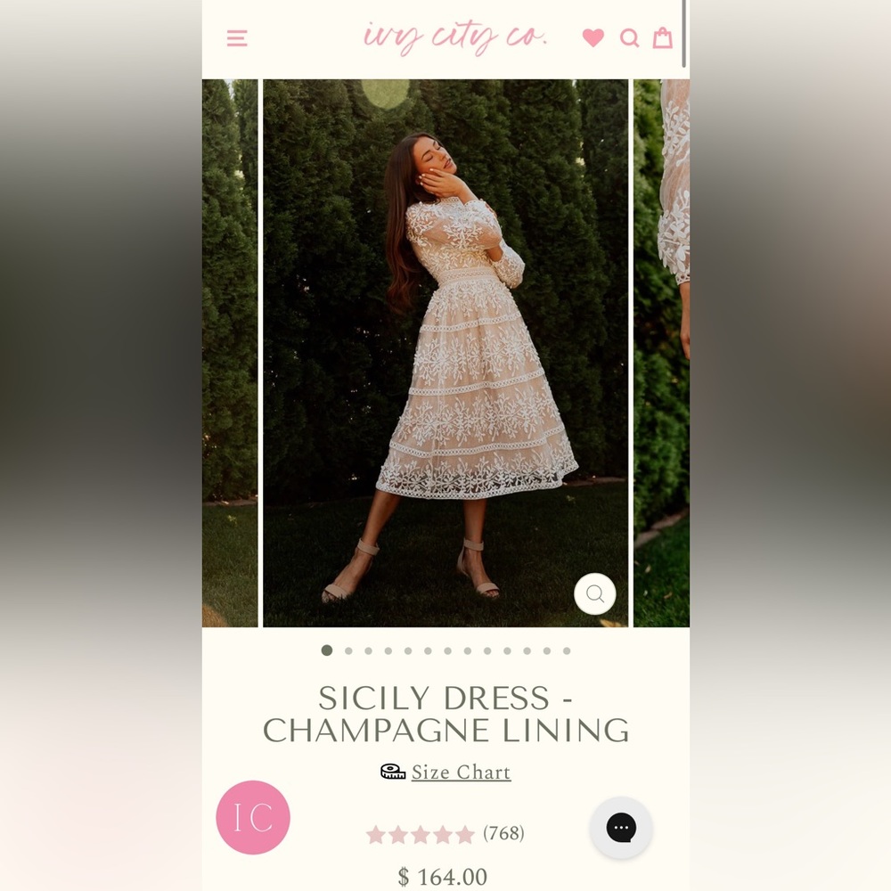 Midi White Lace Dress - Ivy City Co - Sicily Dress/ Champagne Lining
